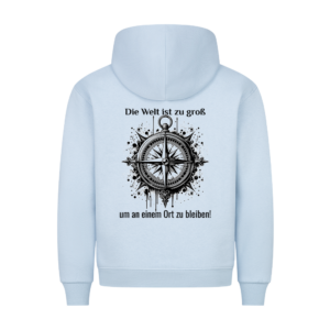 Die Welt ist zu groß, um an einem Ort zu bleiben - Backprint Hoodie für Camper