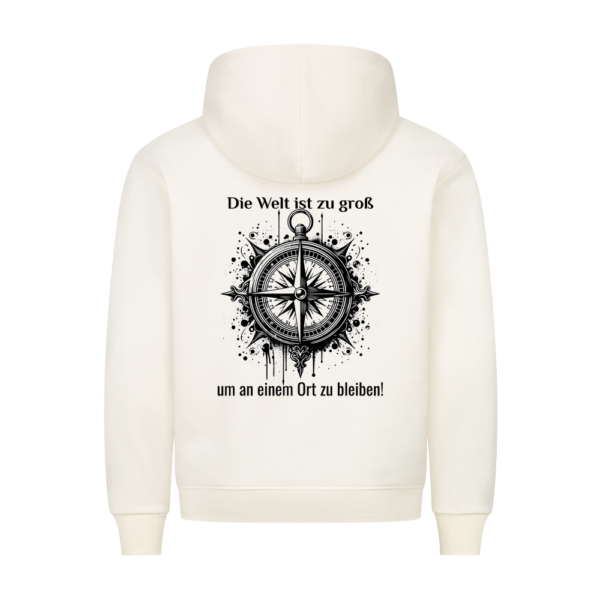 Die Welt ist zu groß, um an einem Ort zu bleiben - Backprint Hoodie für Camper