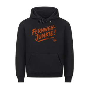 Fernweh-Junkie - Vintage Brush Lettering mit Kompass | Hoodie für Camper