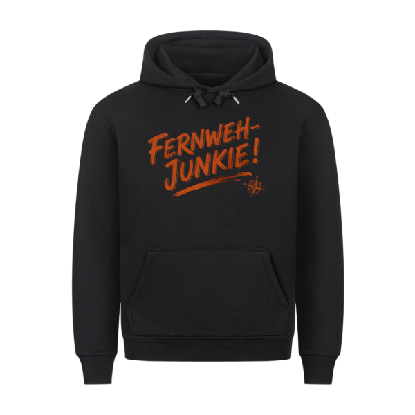 Fernweh-Junkie - Vintage Brush Lettering mit Kompass | Hoodie für Camper