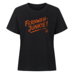 Fernweh-Junkie - Vintage Brush Lettering mit Kompass | Shirt für Camperinnen
