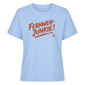 Fernweh-Junkie - Vintage Brush Lettering mit Kompass | Shirt für Camperinnen
