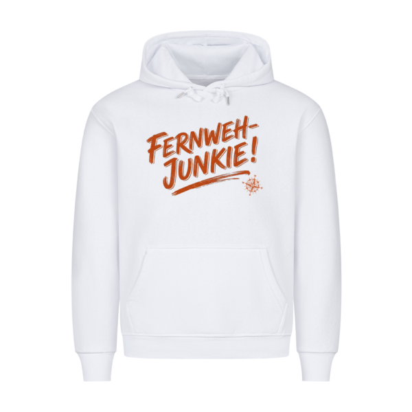 Fernweh-Junkie - Vintage Brush Lettering mit Kompass | Hoodie für Camper