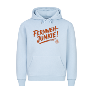 01a0ba0e-cbf5-750c-beae-6b2fb4bebf2d.png Fernweh-Junkie - Vintage Brush Lettering mit Kompass | Hoodie für Camper