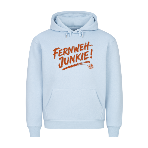 Fernweh-Junkie - Vintage Brush Lettering mit Kompass | Hoodie für Camper