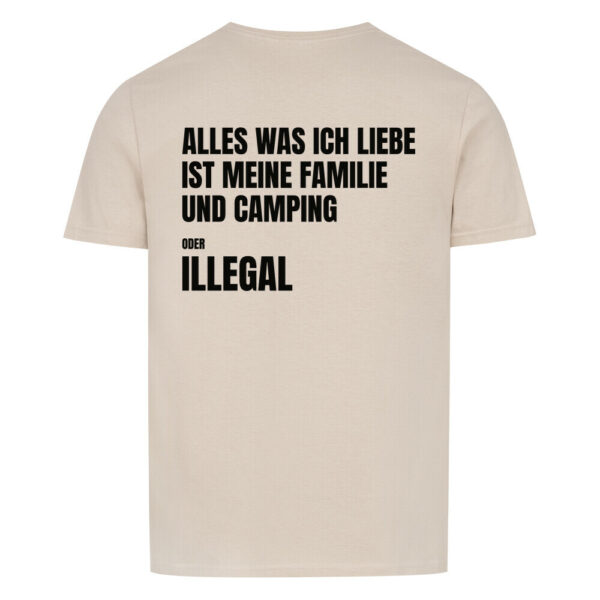 Alles was ich liebe ist meine Familie und Camping – T-Shirt (Backprint)
