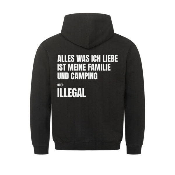 Alles was ich liebe ist meine Familie und Camping – Hoodie (Backprint)