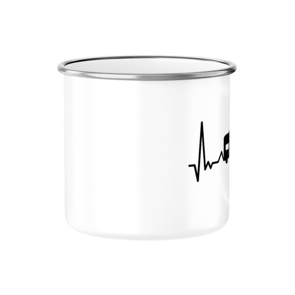 Herzschlag mit Wohnmobil - Emaille Tasse für Camper