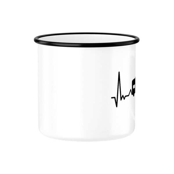 Herzschlag mit Wohnmobil - Emaille Tasse für Camper