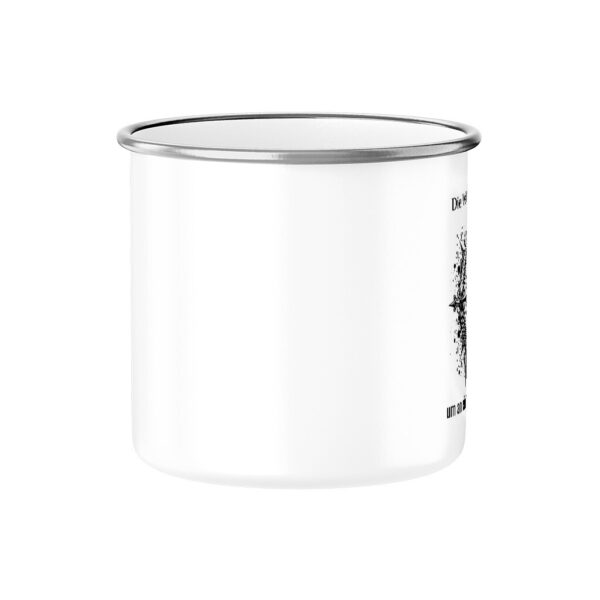 Die Welt ist zu groß, um an einem Ort zu bleiben- Emaille Tasse für Camper