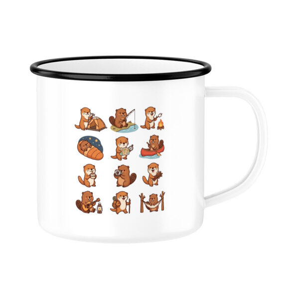 Camping Otter - Emaille Tasse für Camper